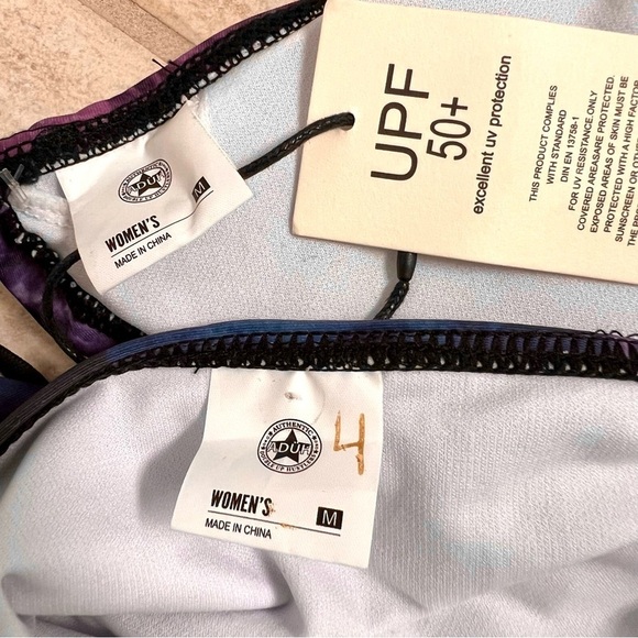 Adüh UPF 50 Benjamin Franklin 2-Piece Bikini Set Blue/Purple/Pink Size M lace up - Picture 6 of 10